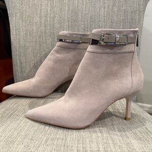 Michael Kors Blush Suede Pointed Toe Ankle Booties with Buckle